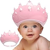 Baby Shower Cap Shield, Baby bath set shower cap, Visor Hat for Eye and Ear Protection for 0-9 Years Old Children,Cute Crown Shape Makes the Baby Bath More Fun (Pink) LiLiBBShie