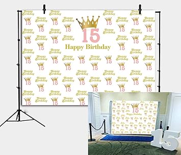 Amazon Com Botong 7x5ft Sweet 15 Birthday Party Backdrop Glitter