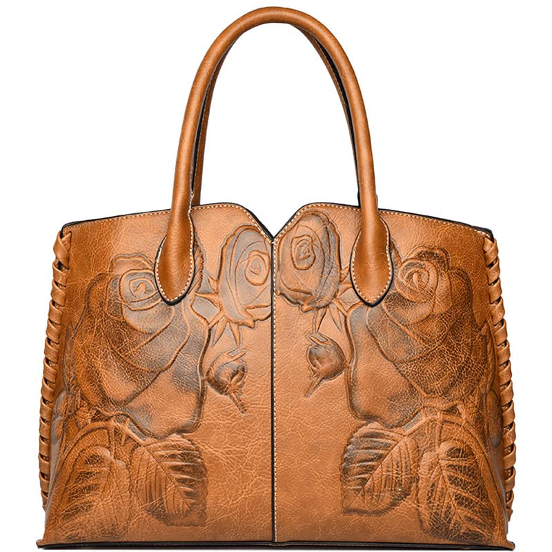 NIYUTA Women Top-Handle Bag Shoulder Bag Classical Ladies Tote Bag Messenger Bag Travel Waterproof PU Leather Brown