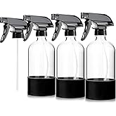 HOOPLE 3Pack Empty Glass Spray Bottles Pharmaceutical Glass with Silicone Sleeve- Refillable 17oz Containers for Essential Oi