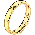 TIGRADE 2mm 4mm 6mm Gold Titanium Ring Plain Dome High Polished Wedding Band Comfort Fit Size 3-13.5