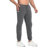 BROKIG Men's Tapered Gym Joggers, Lightweight Training Cuffed Sweatpants Zipper Pocket, Slim Fit Athletic Running Pants