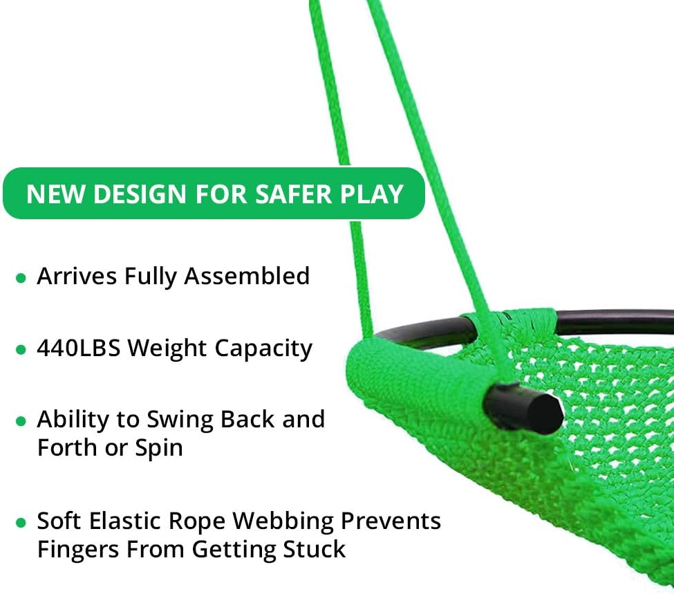 Beletops Kids Swing, Swing Seat for Kids Children Swing Set w/ Adjustable Rope Child Swing Hand-Knitting Rope Swing Chair for Indoor, Outdoor, Tree, Backyard, Room, Porch, Playground (Green): Kitchen & Dining