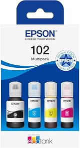 Epson EcoTank 102 Genuine Ink Bottles Multipack 337ml 127ml Black Colour