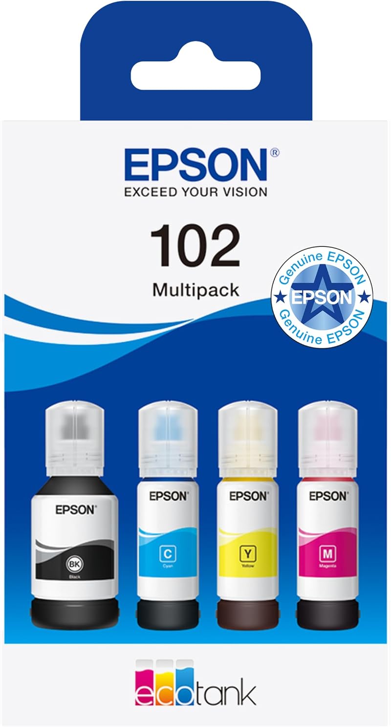 Epson EcoTank 102 Genuine Ink Bottles Multipack 337ml 127ml Black Colour