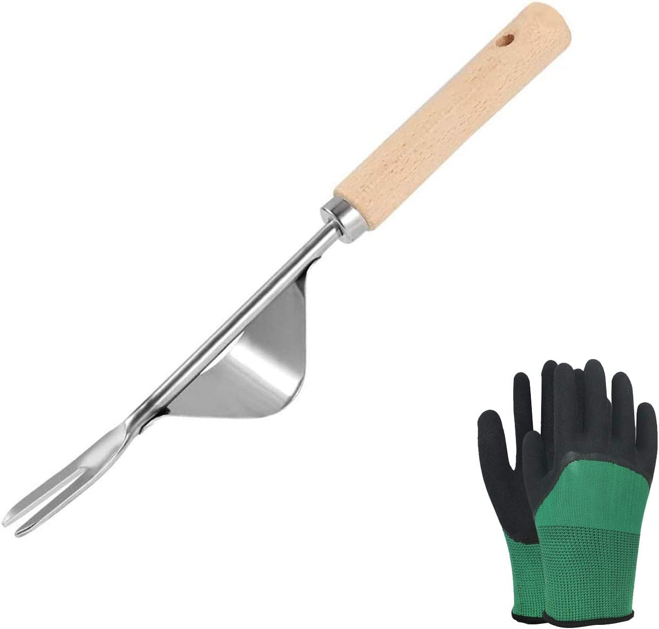 AutoM Manual Weeder Tool,Stainless Manual Weed Puller with Natural Wood