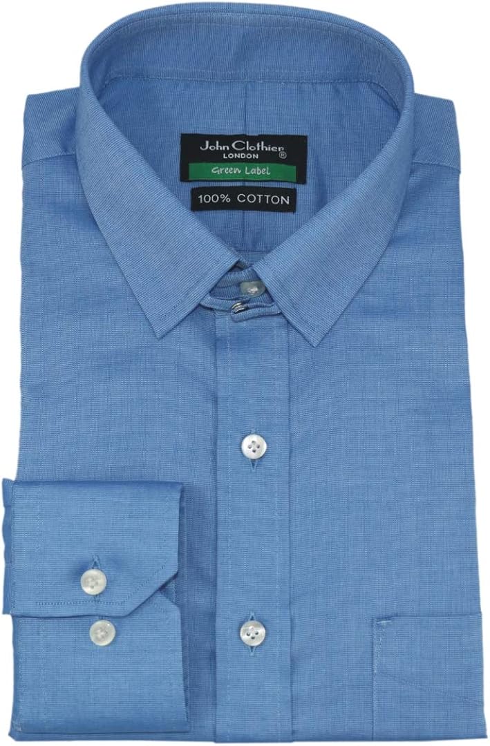 WhitePilotShirts Mens Tab Collar Blue Small Checks Shirt 100 Cotton