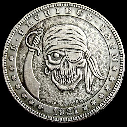 jooact Hobo Nickel Morgan Coin Skull Faced Coin Skull Skeleton Carved American Casted Coin DIY Keychain Pendant