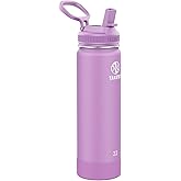 Takeya Actives 22 oz Water Bottle with Straw Lid - Double Wall Stainless Steel Insulation - Dishwasher Safe & BPA-Free - Removable Bumper - Lilac