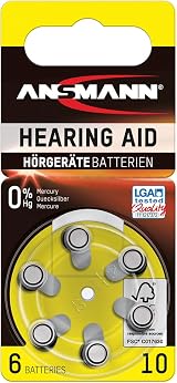 Ansmann ZA10 Size 10 Hearing Aid Batteries Pack of 6 1.45V Mercury Free
