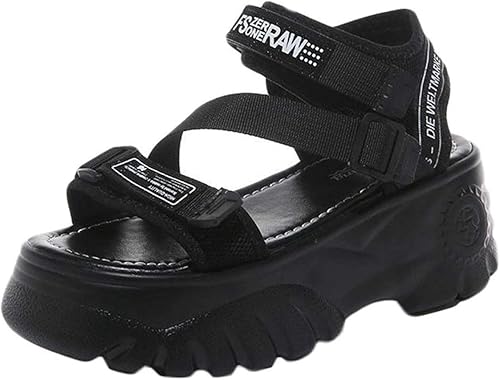 Amazon Yunhen サンダル レディース 厚底 軽量 スポーツサンダル ハイヒール 厚底サンダル 美脚 コンフォート ビーチサンダル ファッション マジックテープ ビーサン アンクルストラップ 夏 Yunhen ファッションサンダル