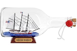 NAUTIMALL Model Ship in a Bottle Glass Ornament Table top Nautical Home Sailboat Decor USCG Eagle United States Coast Guard Gift for boy
