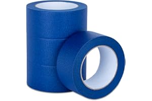 XUXU Blue Painters Tape, 2 Inch Masking Tape Bulk Set of 4 Rolls for Multi-Surface, Produce Sharp Lines, Residue-Free 196 Yards Total