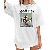 Weetiotio Funny Workout Shirts for Women Oversized Gym Tee Shirts Weightlifting Graphic Baggy T Shirt Gifts for Gym Lovers