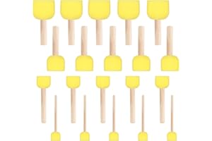 OULIGAY 20 Pcs Sponge Brushes for Painting, 4 Sizes Round Painting Sponges, Paint Sponges for Acrylic Paint Crafts, Paint Tools for Kids, Art Sponge with Wooden Handle Foam Stencil Brushes for DIY, Yellow