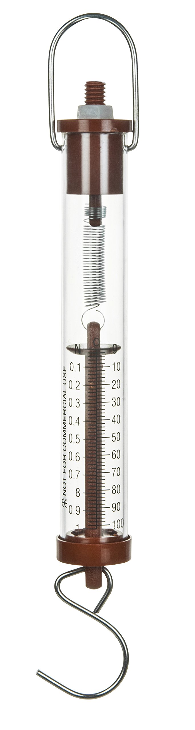 Eisco Labs Newton Force Dynamometer Spring Scale - 1N / 100gm Max Capacity | Dual Scale Labeled | Mounting Ring | Mass Hook on Bottom | 2N / 2gm Resolution | Measure Force Tool