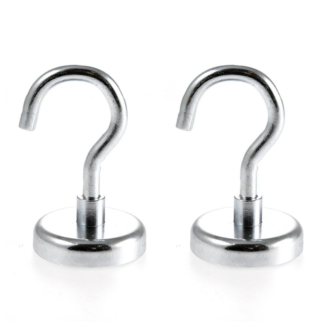 Magnetastico® | 2 Pieces Neodymium N35 Hook Magnets 48 mm Ø | Holding Force 81.0 kilograms | 2 zinc Coated Ultra Strong Neodymium Magnetic Hooks | Clamping Magnet & Pot Magnet with Hook