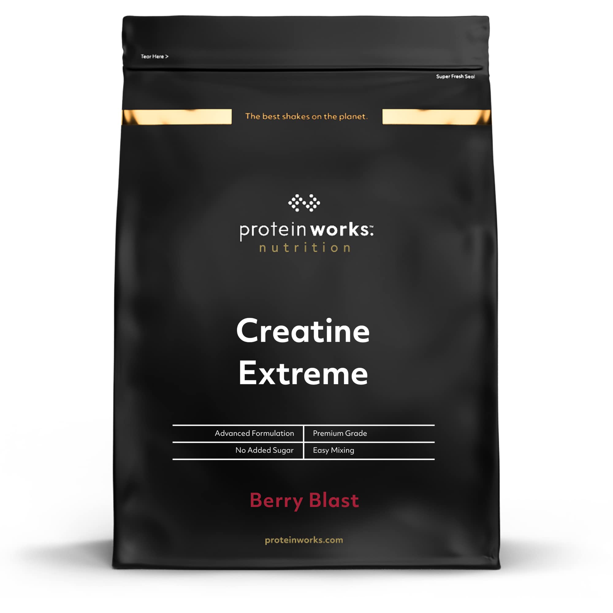 Protein Works - Creatine Extreme, Award-Winning 7g Superblend, Creatine Monohydrate, Citrate, Pyruvate, Optimal 2.4g Beta-Alanine, Enhanced with Glycine, Taurine & Dextrose, Berry Blast, 400g