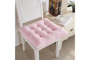 HUIDUO Comfort Seat Cushion Soft Chair Pads Warm Chair Cushion 16x16x4 inches Pink Lambs Wool Fluffy for Adults and Kids for Kitchen Dining Living Room Office Chair Set of 1