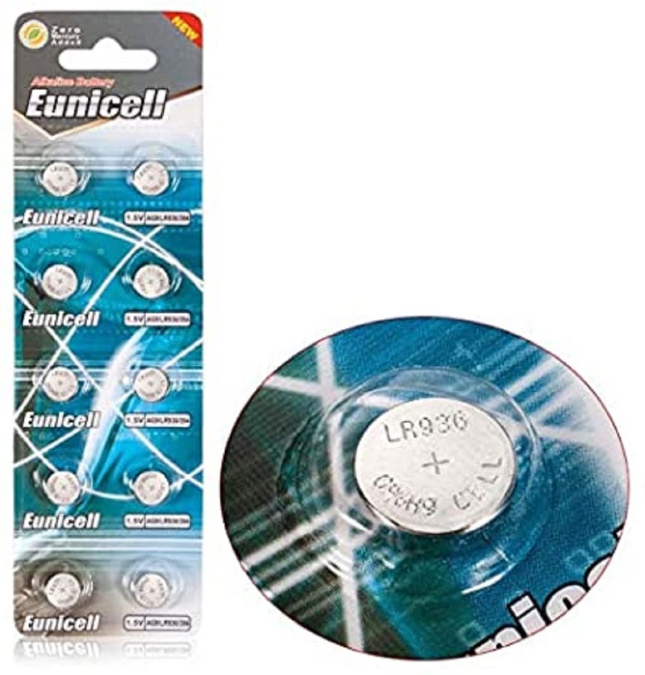 10 x Eunicell AG8 1.5v Alkaline Button Cell Batteries G8 LR55 LR55SW LR1120 L1120E LR1120SW LR1121 L1121E SR1121W 381 391 type