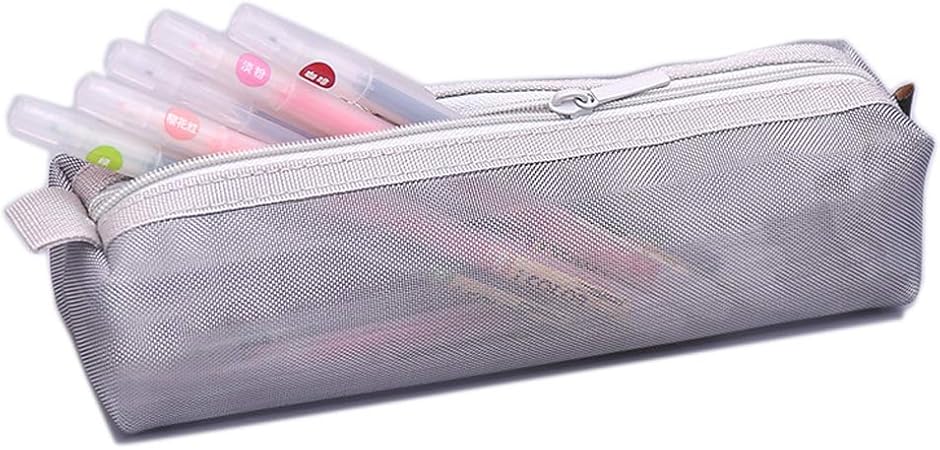 Amazon ペンケース かわいい 筆箱 筆入れ 小物入り ツールペンケース シンプルスタイル メッシュ ケプト クリア 透明 ポーチ 文具収納 学用品収納 鉛筆ケース 男女兼用 鉛筆のサック 白い ペンケース 文房具 オフィス用品