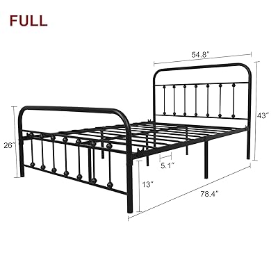 Buy Black Metal Bed Frame Full Size With Headboard And Footboard Single Platform Mattress Base Metal Tube And Iron Art Bed Full Black Online In Indonesia B081j5vnv6