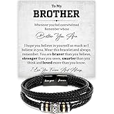 To My Brother Bracelet, Brother Bracelet From Sister, Brothers Bracelets Gift, Braided Leather Stainless Steel Bracelets Gifts For Brothers With Message Card & Box For Wedding Birthday Christmas