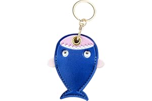 NeBuRing Leather Airtag Case,Key Ring Holder Protection Cover with Keychain Compatible for New Apple Air Tag-Shark