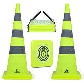 RoadHero 36 Inch 2 Pack Collapsible Traffic Safety Cones with Bag, Green | Pop-up Design, Reflective Collar, Road Safety, Driving Training &amp; Parking Lots