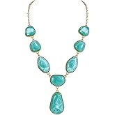 Bocar Bubble Chunky Necklace Alloy Necklace Resin Statement Pendant Necklace for Women