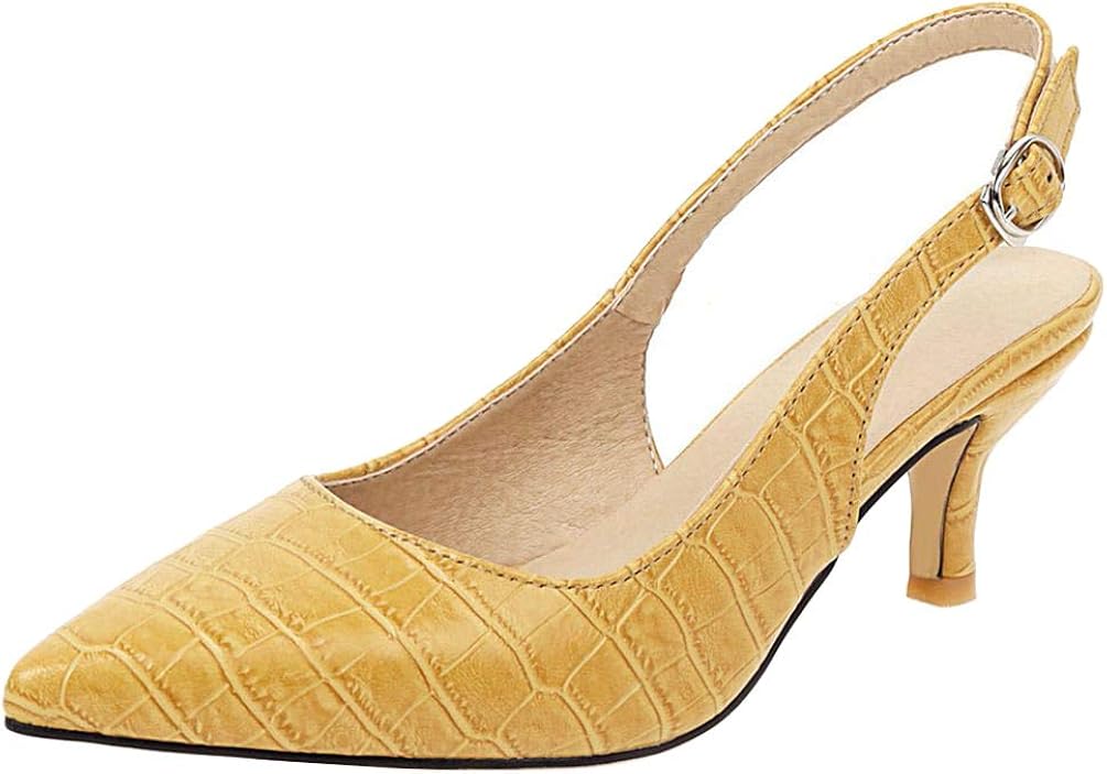 Caradise Womens Kitten Heel Pointed Toe Slingback Pumps Office Dress