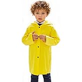 COJOUCCI Children's Lightweight Raincoat, Yellow Hooded Rain Jacket for Kids, Water-Resistant Girls Boys Rain Coat Outerwear