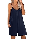 Ekouaer Womens Summer Casual Sleeveless Romper Adjustable Spaghetti Strap Shorts Jumpsuits with Pockets 2025 Clothes
