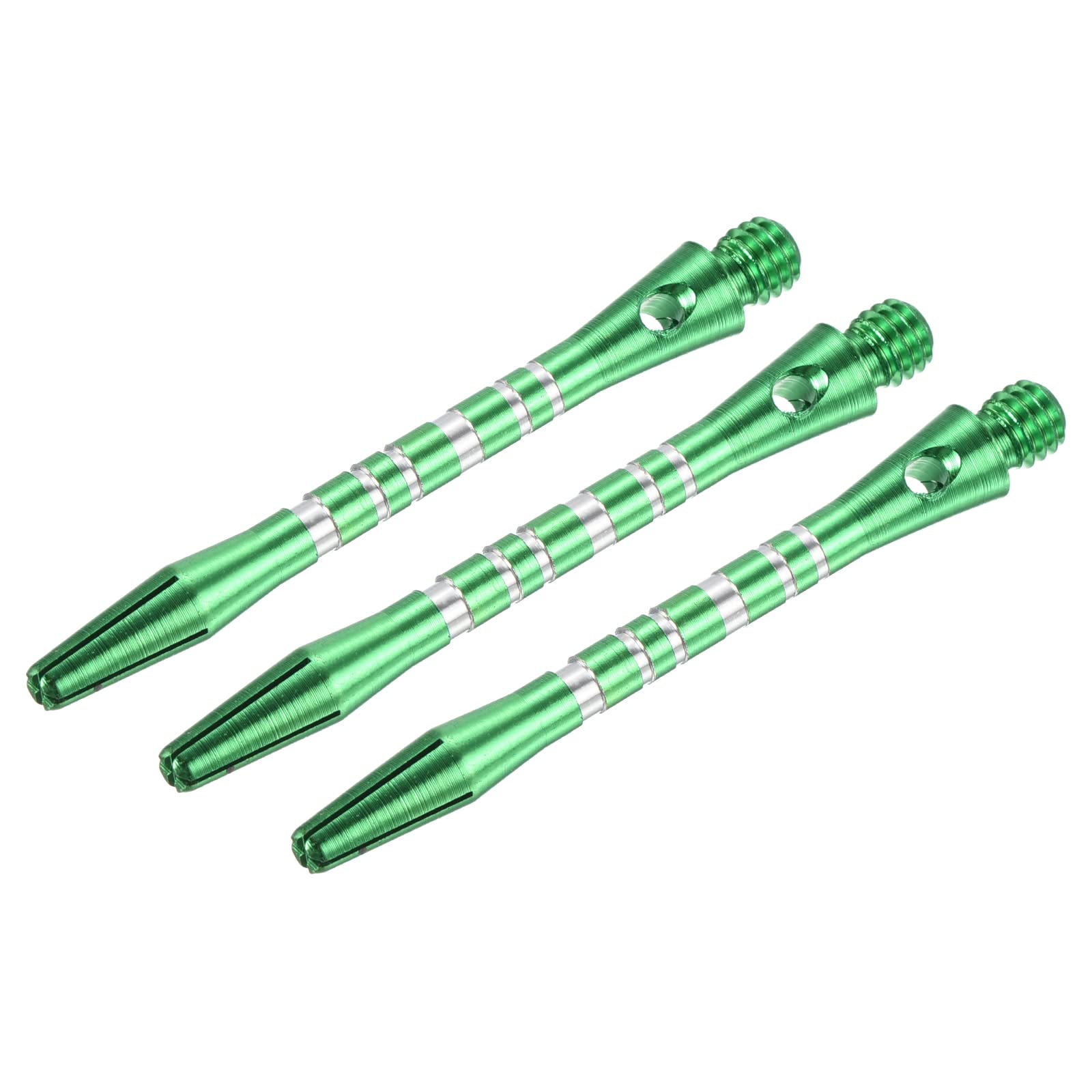 PATIKIL 45mm Aluminum Dart Shafts, Medium 2BA Thread Dart Stems Dart Accessories Throwing Fitting for Steel Tip - 3 Pack (Silver Tone, Green)