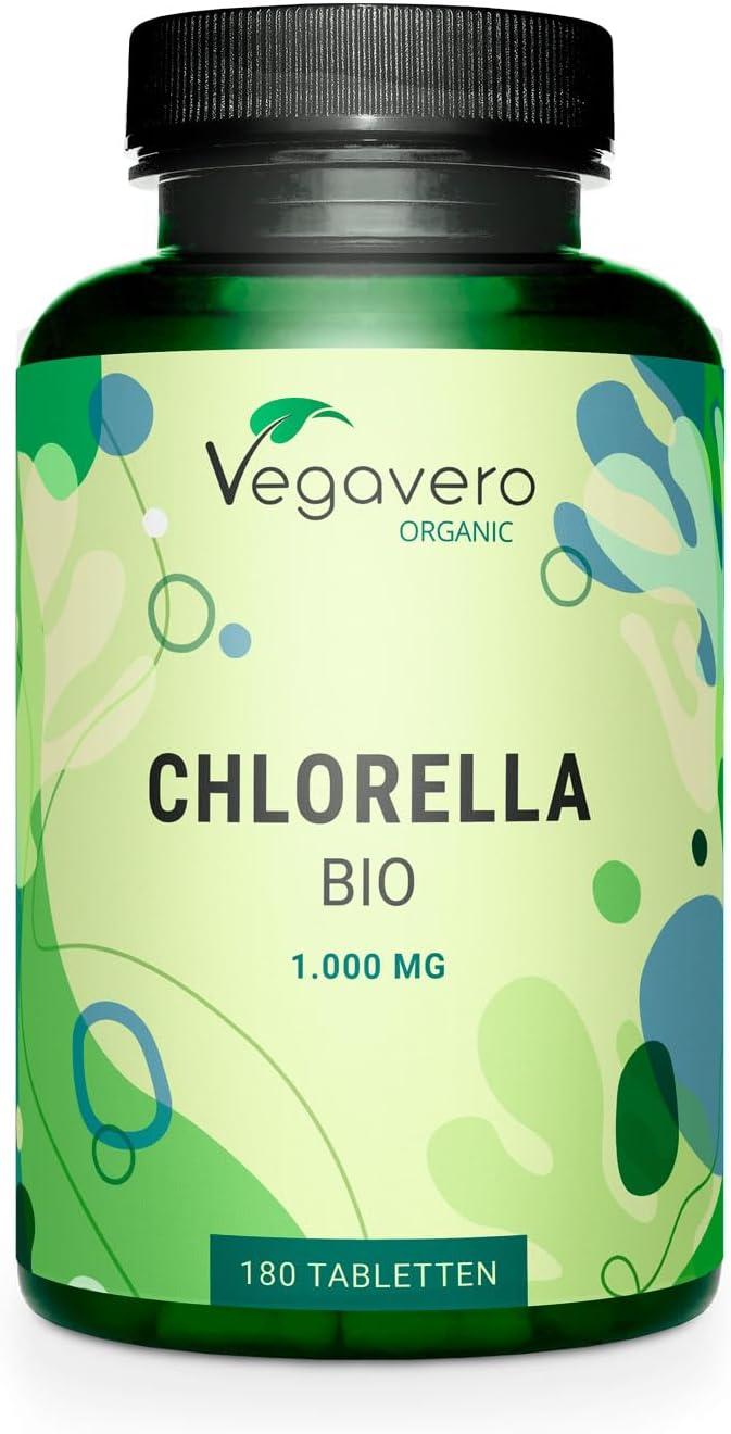 Vegavero Organic Chlorella Broken Cell Wall 3000 mg 180 Tablets Vegan