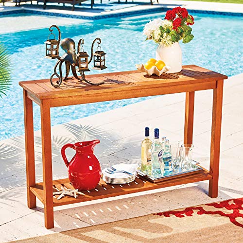 Eucalyptus Wood Console Table Outdoor Patio Furniture (Natural