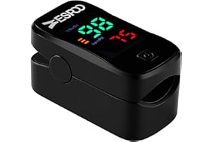 ESPOO Pulse Oximeter, Oxygen Monitor Fingertip with 2 AAA Batteries&Lanyard (Black)