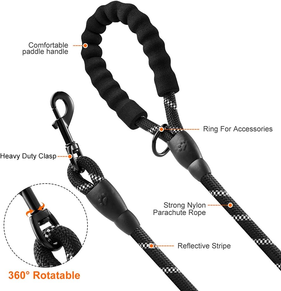 JBYAMUK 5 FT Strong Dog Leash with Comfortable Padded Handle and Highly Reflective Threads for Medium and Large Dogs (5-FT - Image 4
