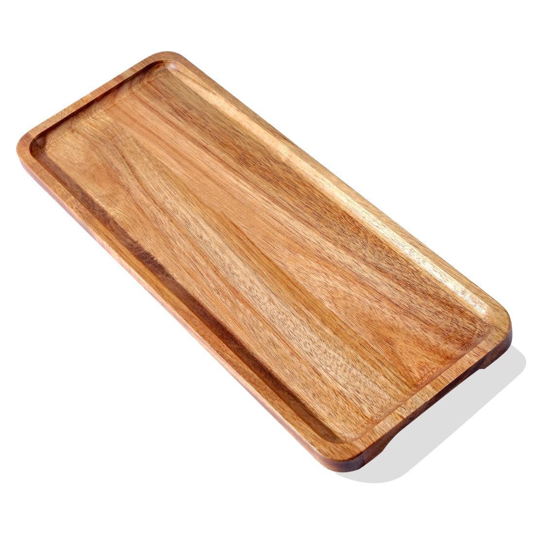 Decorative Wooden Tray, 30 x 12 cm, Acacia Wood Tray, Serving Tray, Wooden Tray, Rectangular Serving Plate Wood for Cheese, Sausage, Dessert, Coffee, Candles