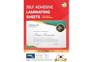 No Heat Laminating Sheets Self Sealing 15, 20, 25, 50, 100 Pack, 4mil Thickness, No Machine Self Adhesive Laminating Sheets by HA SHI (15 Sheets(Letter Size,9x12 Inch) Transparent, Letter Sizes)
