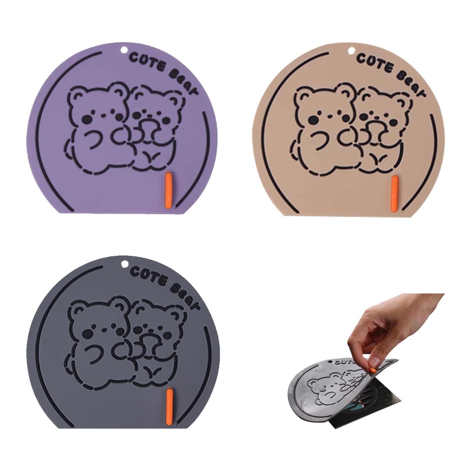 KASESSS 3 Pcs Silicone Bath Plug, Kitchen Sink Plug, Bear Bath Plug Replacement, Flakes Sink Plug, Repeatable Bathroom Sink Plugs, Universal Bath Plug for Kitchens, Bathrooms and Laundries, 14cm