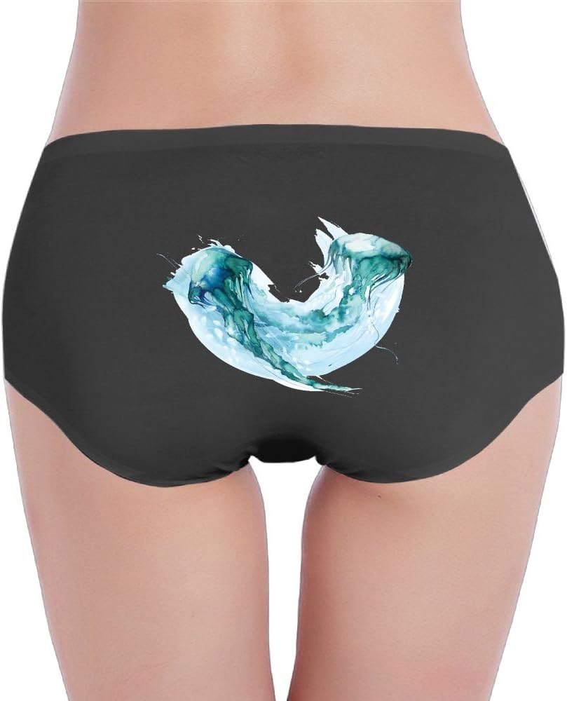 Women's Organic Cotton Hipster Green JellyFish Basic Panties/Briefs Underwear