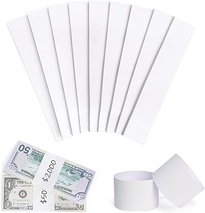 L LIKED 300 Blank White Banknote Bands 205mm x 39mm Self-Adhesive