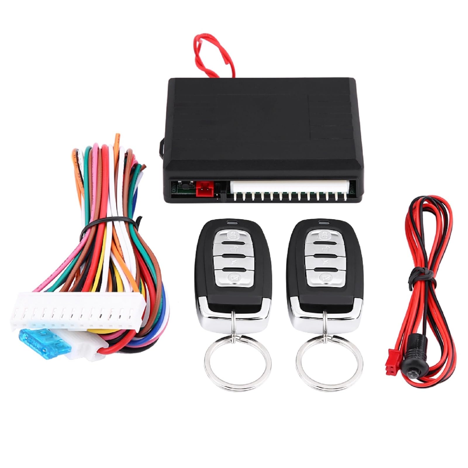 DEWIN Remote Central Locking, Keyless Entry System, Universal, Multi-coloured, 2 Remote Controllers, 80m Range, Car Compatible