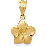 The Black Bow 14k Yellow Gold 10mm Satin Plumeria Blossom Pendant