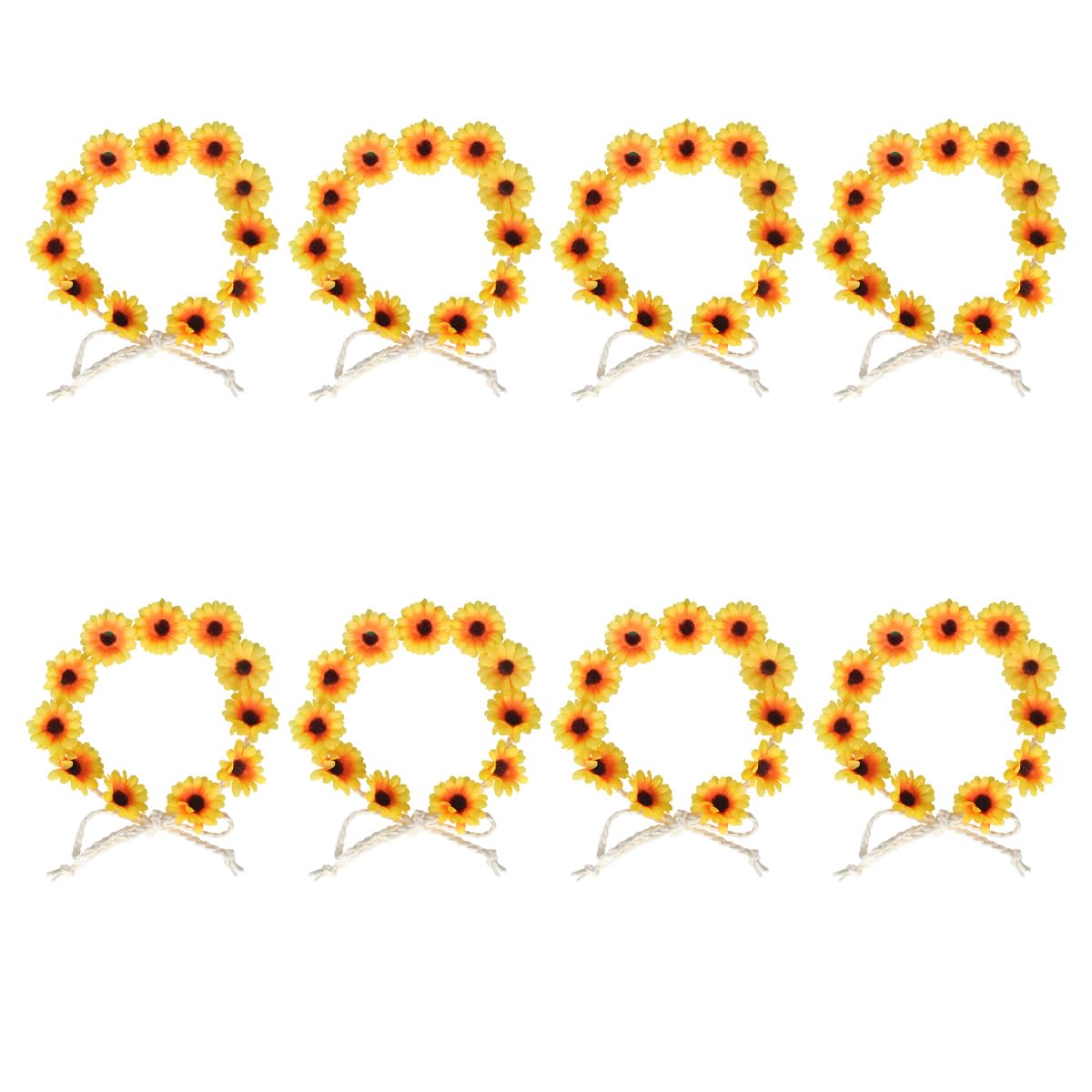 Uonlytech 8Pcs Sunflower Wreath Headband Summer Sunflower Crown Sunflower Hair Band Daisy Hair Wreath for Girls Women