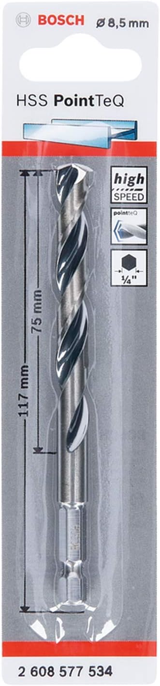 Bosch Professional PointTeQ Hex Drill Bit 8.5 mm 1/4 Inch Shank