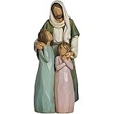 ShineOnAngel 9 Inch Jesus with Children Figurine – Walk with Jesus II Series, Morandi Colors Resin Statue, Hand-Carved Wood Style Christian Home Décor & Inspirational Gift