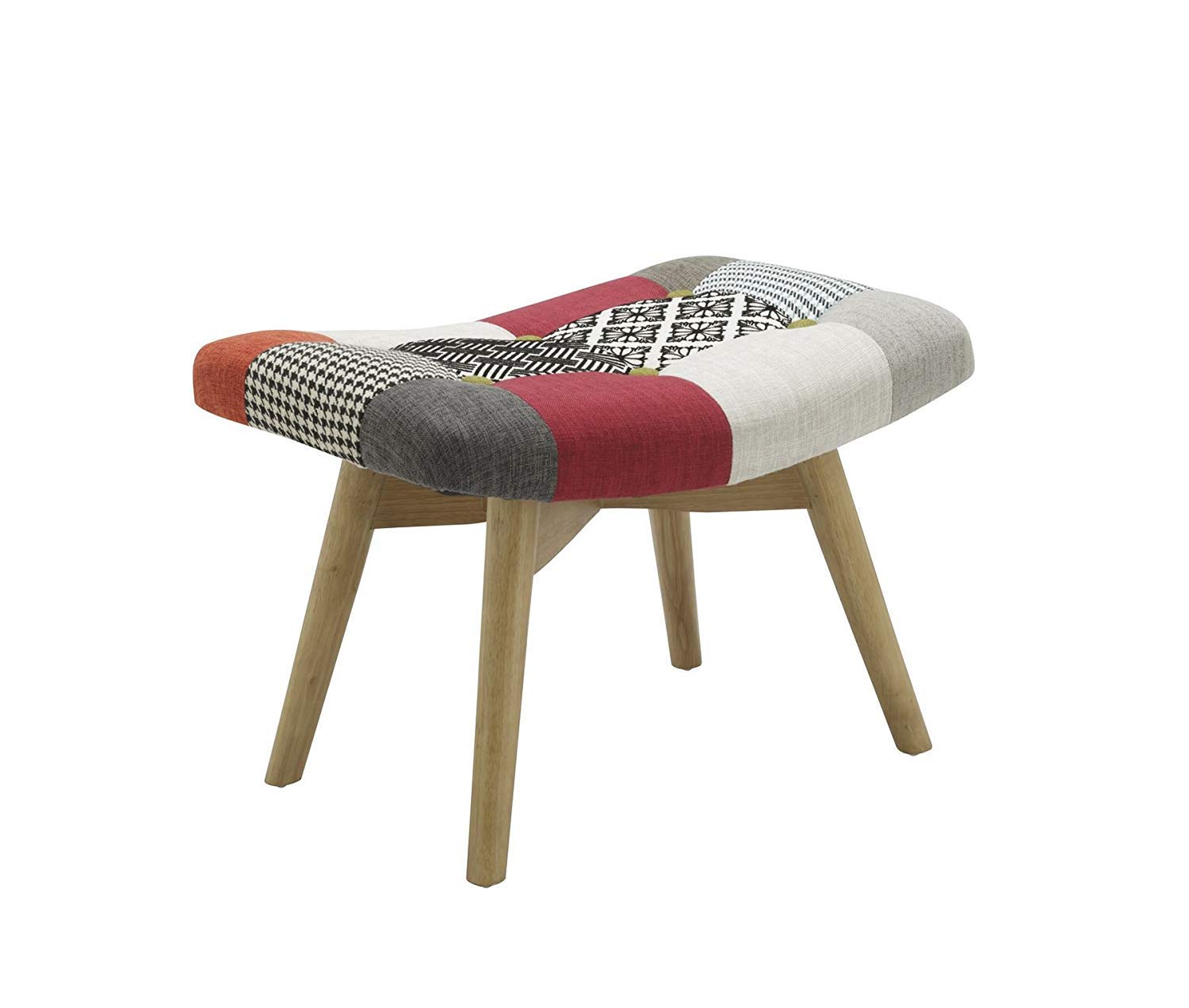 Birlea Patched Sloane Stool, Fabric, Multi-Colour