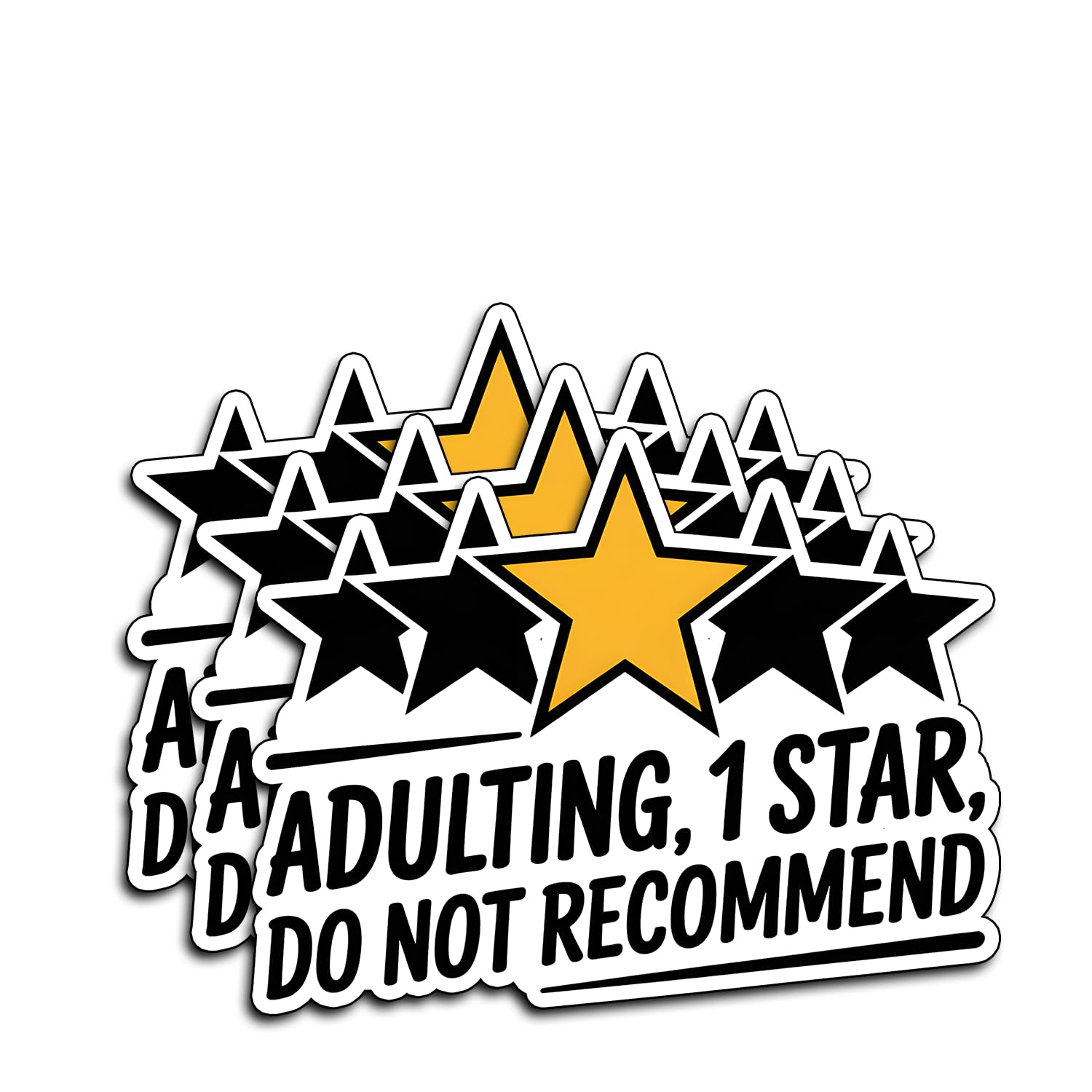 Photo 1 of (3Pcs) Adulting 1 Star Do Not Recommend Stickers Funny Sarcastic Quote Humor Motivational Inspirational Gifts Waterproof Vinyl Decals for Kindle Water Bottle Bumper Car Hard Hat Phone Laptop 3x2.3